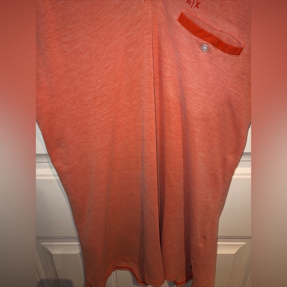 Armani Exchange Polo Shirt Orange Size L Short Sleeve A/X Striped Authentic - Picture 2 of 7
